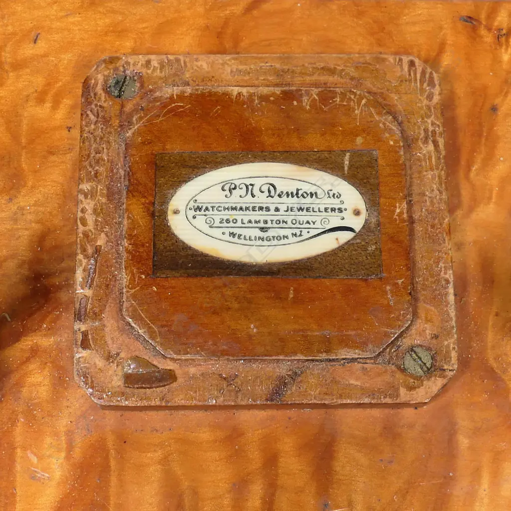 P N Denton (Wellington) silver, pounamu and wood desk stand, Image 1++